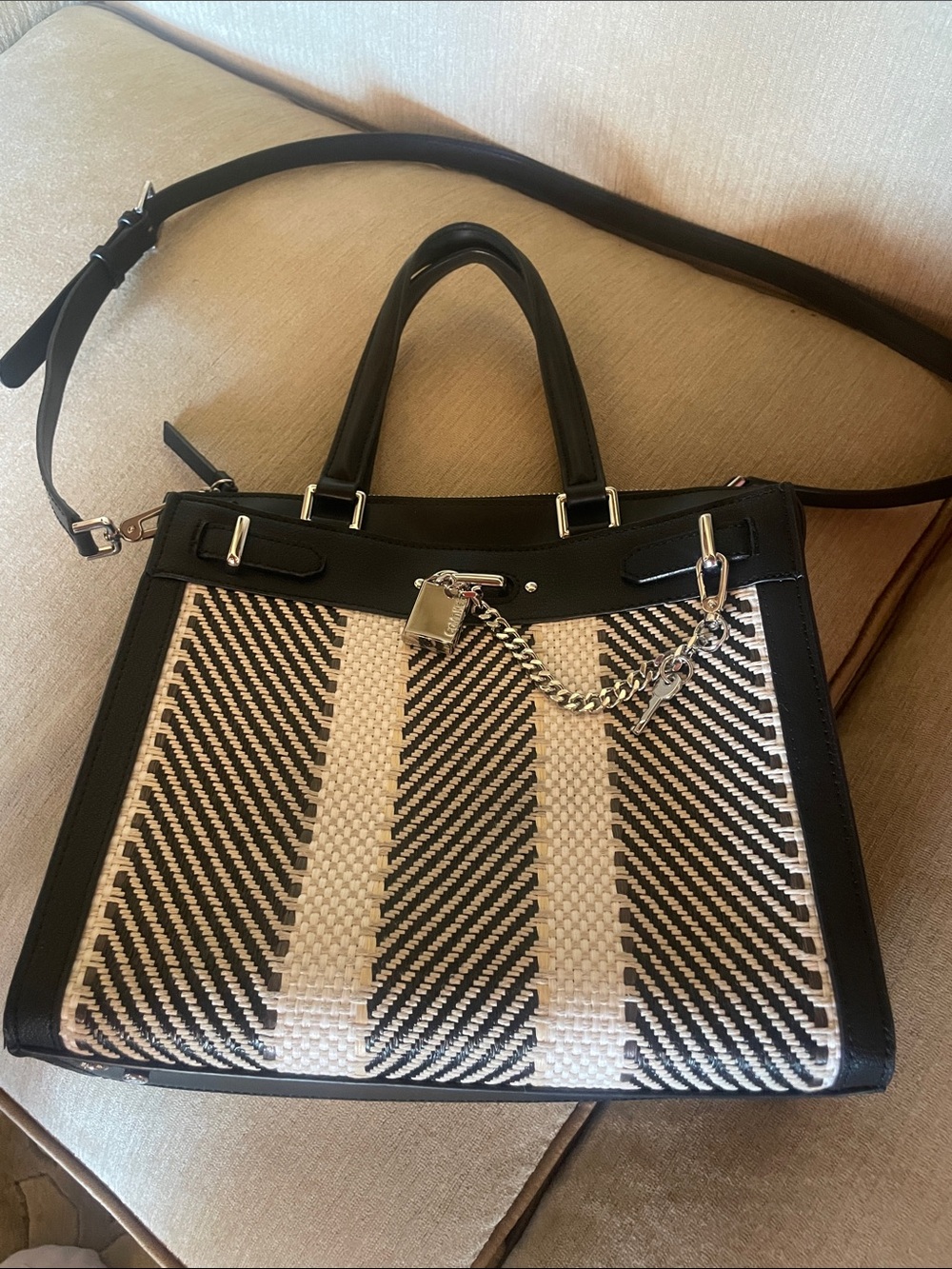 Calvin Klein Raffia Roxy Tote